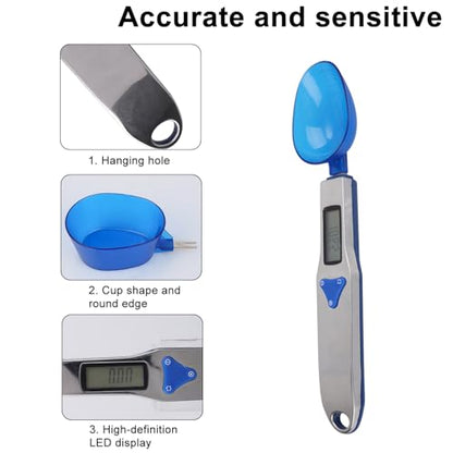 Digital Spoon Scale with 3pcs Measuring Spoon, Electronic Food Measure Scoop Baking Scale Gram Weight Electric Measuring Scoop 500g/0.1g High Precision Kitchen Gadgets for Coffee Milk Tea Flour Spices