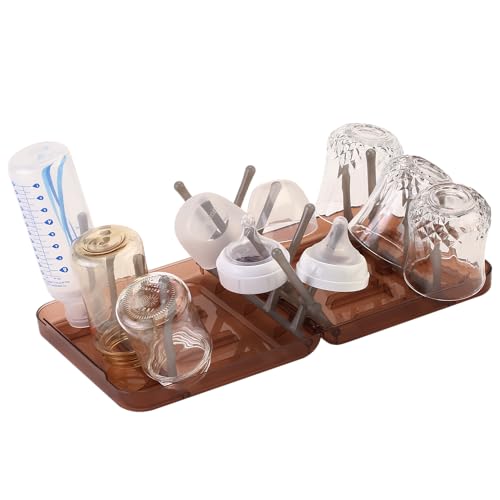 Travel Bottle Drying Rack Space Saving,Foldable Bottle Drain Rack with 16 Ribs,Portable Baby Bottle Drying Rack for Bottles,Breast Pumps and Other Feeding Accessories,Widely Used Daily Basis - color: Red