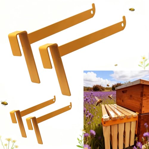 Bee Hive Stand, 4 Pcs Bee Frame Holder, Yellow Stainless Steel Beehive Frame Perch, Beehive Inspection Bracket, Beekeeping Supplies for Honey Harvesting & Inspection, Bee Hives Boxes Starter Kit - color: YellowA-4pcs