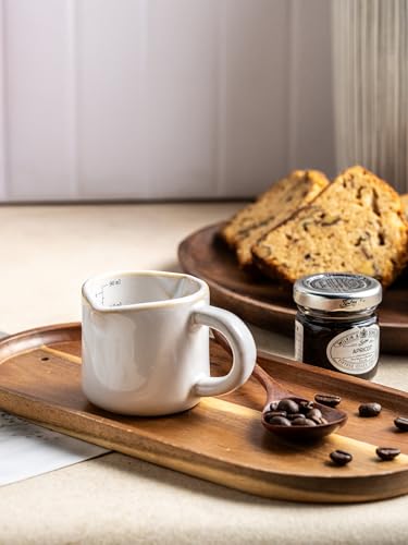 Ceramic Espresso Cup, Espresso Accessories, 3 OZ Espresso Measuring Cup Expresso Shot Cup with Handle, Double Spouts, Cream White - color: C-Cream White