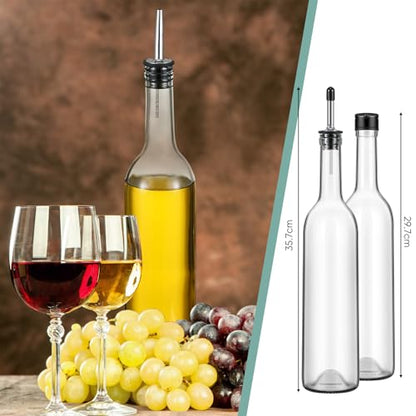 Maxdot 5 Pcs Long Neck Glass Bottles with Pourer Bordeaux Wine Bottle Clear Empty Wine Syrup Juice for Home Bar Liquor Juice Making Wedding Anniversary Party