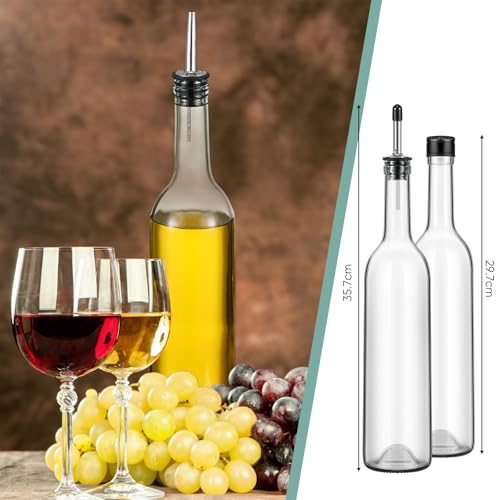 Maxdot 10 Pcs Long Neck Glass Bottles with Pourer Bordeaux Wine Bottle Clear Empty Wine Syrup Juice for Home Bar Liquor Juice Making Wedding Anniversary Party(Stainless)