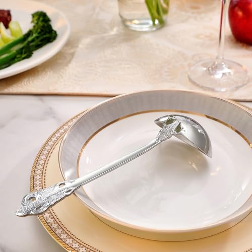 KEAWELL Premium 7.5 inch Luxury Gravy Ladle, 18/10 Stainless Steel, Small Gravy Spoon for Home. Solid and Sturdy, Dishwasher Safe. (1, Silver) - color: Silver