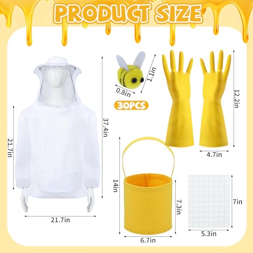 139 PCS Beekeeper Set Including Bee Jacket, Small Bee, Beekeeping Gloves and Felt Bucket Beekeeping Halloween Costume
