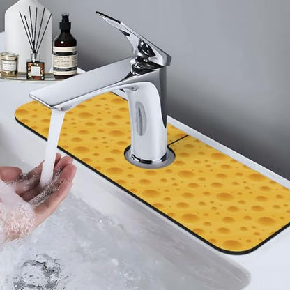 Cheese Faucet Mat For Kitchen Sink, Absorbent Countertop Protector, Quick Dry Sink Splash Guard Pad, Waterproof Draining Mat 15" X 5.5" - color: Style 6