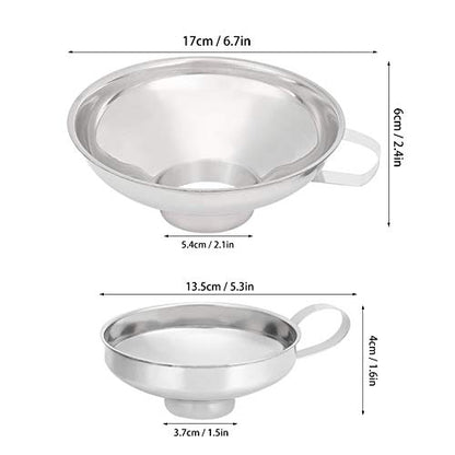 2 Pack Stainless Steel Wide Mouth Canning Funnel for Kitchen Filling and Transfer, Large Bore Funnel