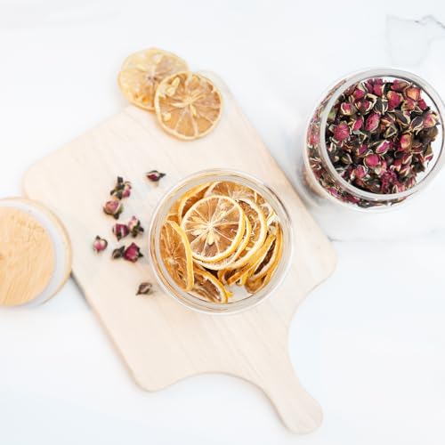 Custde Glass Jar with Lid, 28.7 FL oz Airtight Glass Storage Jar Glass Food Storage Containers for Kitchen Counter, Pantry, Decorative for Coffee, Sugar, Candy Jar Cute (Bamboo 28.7 FL OZ)