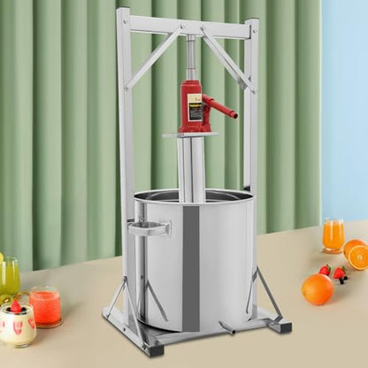Stainless Steel Hydraulic Jack Press Extractor Fruit Wine Press 9.51 Gallon 100% Nature Juice Making Manual Juice Maker for Rice Wine, Honey, Vegetables, Wine, Cheese, Etc