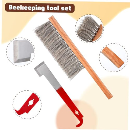 Abaodam Ergonomic Beekeeping Tools Hive Tool j Hook Brush Set Dadant Supplies Beehive Cleaning