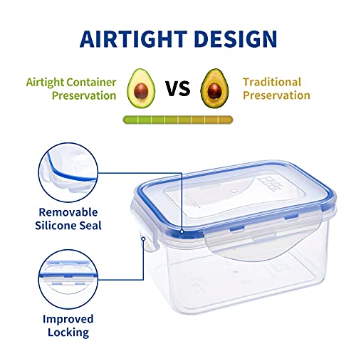 KIGI Small Food Storage Containers with Airtight Lids, Leakproof for Snack, Fruit, Lunch, Meal Prep, Portion Control, BPA-Free Plastic, 4-Sided Locking Lids (2.1 Cup *2 + 0.75 Cup *2 8-Piece Set) - size: Assorted (8-Piece)