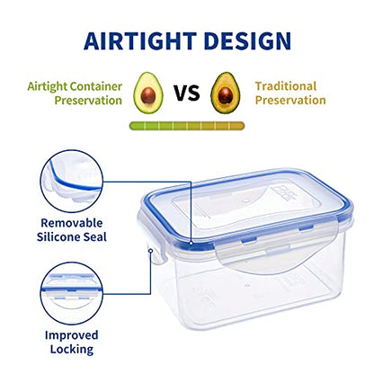 KIGI Small Food Storage Containers with Airtight Lids, Leakproof for Snack, Fruit, Lunch, Meal Prep, Portion Control, BPA-Free Plastic, 4-Sided Locking Lids (2.1 Cup *2 + 0.75 Cup *2 8-Piece Set) - size: Assorted (8-Piece)