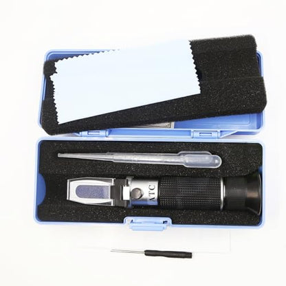 Brix Refractometer with Dual Scale - Specific Gravity & Brix, High Precision Handheld Refractometer Hydrometer with ATC for Beer Brewing Wine Making, Home Brewing Kit