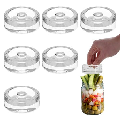 6Pcs Fermentation Glass Weights for Wide Mouth Jars - Pickle Bottles with Sealing Lids for Efficient Fermenting - Durable, Transparent Fermenting Lids and Weights for Sauerkraut, Kimchi (A Toroidal) - size: A Toroidal