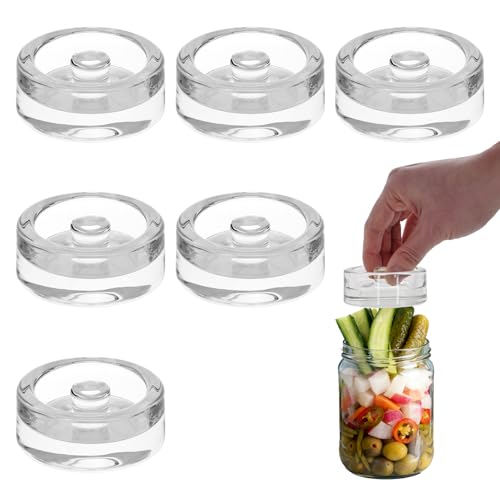 6Pcs Fermentation Glass Weights for Wide Mouth Jars - Pickle Bottles with Sealing Lids for Efficient Fermenting - Durable, Transparent Fermenting Lids and Weights for Sauerkraut, Kimchi (A Toroidal) - size: A Toroidal