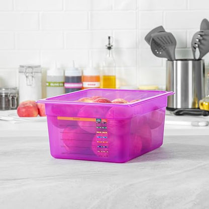Restaurantware Food Storage Container 1 Pack of 9.5 qt Plastic Stackable Microwave-Safe Bin Dishwasher Safe Freezer Safe Purple Containers for Kitchen Storage - size: Half Size