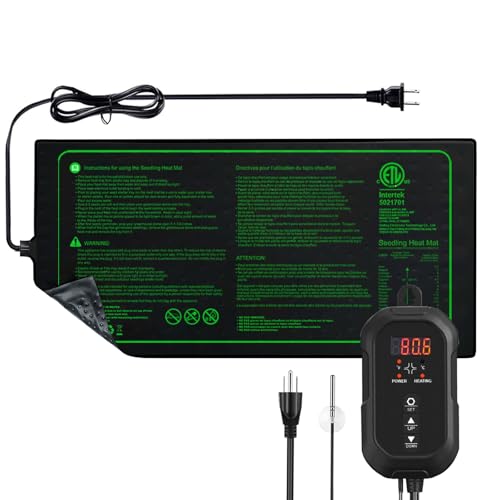 20"x 10" Seedling Heat Mat with Digital Thermostat Combo Set,ETL Certified and Durable Waterproof Warm Hydroponic Heat Mat for Germination,Indoor Gardening,Brewing and Greenhouses - style: 20"x10" Heat Mat with Digital Thermostat