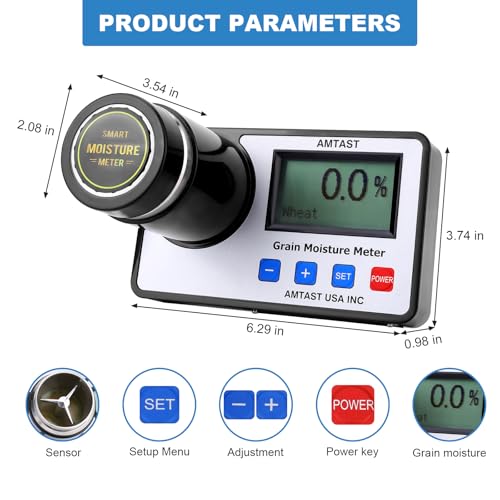 Grain Moisture Meter High Precision Grain Moisture Tester with Temperature Compensation Portable Seed Moisture Meter for 22 Grains including Wheat, Soybean, Coffee and More - color: Test 22 Grains