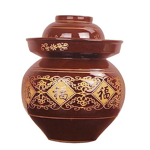 Fermentation Jar Traditional Chinese Porcelain Pickle Jar,Ceramics Fermenting Crock Kit with Water Seal Airlock Lid, Pickle Jar for Pickles Kimchi, Sauerkraut 5.5Kg - size: 5.5Kg