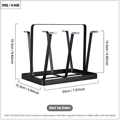 Glass Cup Drying Rack, Nordic Style Wine Glass Drying Rack, Coffee Cup Holder, Water Bottle Organizer Metal Stand, Suitable for Home, Office, Kitchen, Black - color: Black