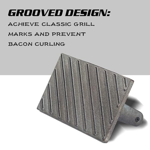 vivicreate Bacon Press, Griddle Press, Grill Press, Meat Press, cast Iron Grill Press, cast Iron Griddle, Iron Press, cast Iron Material with Wooden Handle - size: rectangle