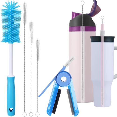 XANGNIER 5 Pcs Water Bottle Cleaner Brush Set for Owala 24oz/32oz/40oz Cup,Multifunctional Bottle Brush and Long Straw Cleaner Brush,Cleaning Kit for Owala/Stanley/Yeti Tumbler Cup Accessories - size: 5 pack