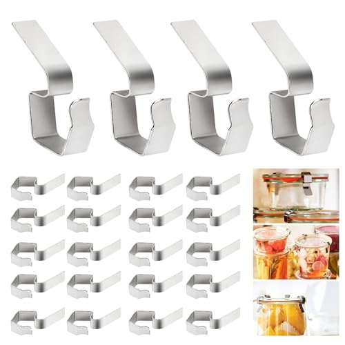 24 Pcs Stainless Steel Jar Clips/Clamps for Weck Jars, Airtight Food Preservation Clamps for Mason/Weck Canning Jars with Glass Lids, Rust-Proof & Reusable Kitchen Canning Supplies