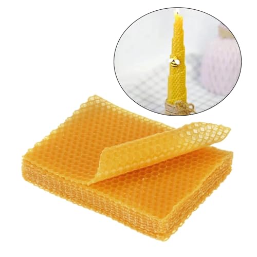 10 Pcs Beehive Wax Frame, Beeswax Sheets Sheets Honeycomb Wax Coating Base Board, Beekeeping Foundation Beeswax Making DIY Candle Maker (Yellow, One Size)