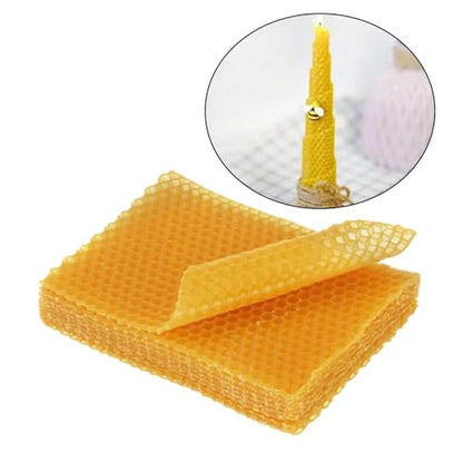 10 Pcs Beehive Wax Frame, Beeswax Sheets Sheets Honeycomb Wax Coating Base Board, Beekeeping Foundation Beeswax Making DIY Candle Maker (Yellow, One Size)