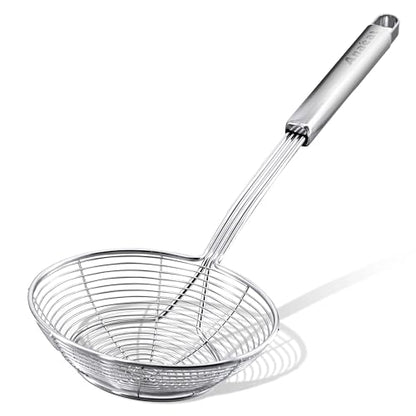 Anaeat Stainless Steel Spider Strainer Skimmer - Solid Kitchen Strainer Ladle with Long Handle for Cooking and Frying, Reinforced Double Coil Slotted Spoons for Pasta, Noodle, Spaghetti (7 Inch) - color: Double Coil 7 Inch