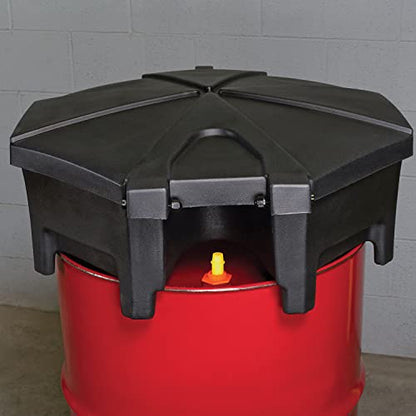 PIG Drum Funnel | Universal Poly Drum Funnel with Hinged Lid | for 55 gal. Plastic or Steel Tight-Head Drums | Black | DRM672-BK - color: Black