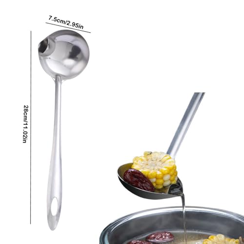 3 Pack Soup Ladle Fat Separator Stainless Steel Ladle with Pour Spout Oil Separator Soup Spoon Grease Strainer Serving Spoon Gravy Pouring Ladles for Soups Stocks Sauces Broth Drippings