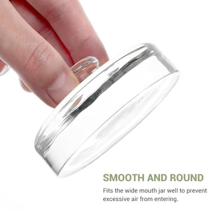 FUOYLOO Weighted Glass Lid for Wide Mouth Mason Jar, Smooth Round Fermenting Weight Handle, Silver