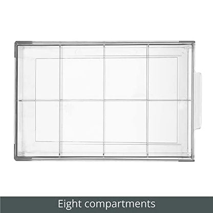 mDesign Plastic Kitchen and Pantry Organizer with Divided Drawer - Stackable Bin with 8 Sections for Tea and Snack Food - Perfect for Organizing Cabinet, Fridge - Lumiere Collection - 2 Pack - Clear