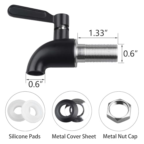 Stainless Steel Spigot Modern Black Beverage Dispenser Spigot Food Grade Metal Spot for Drink Dispenser by MUGLIO - color: Black