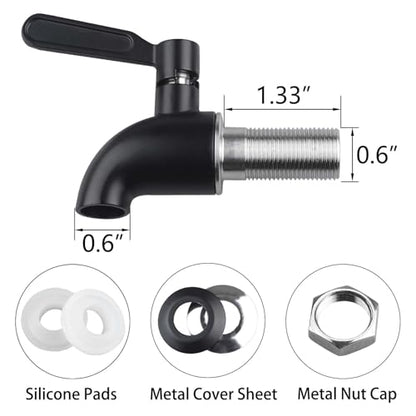 Stainless Steel Spigot Modern Black Beverage Dispenser Spigot Food Grade Metal Spot for Drink Dispenser by MUGLIO - color: Black