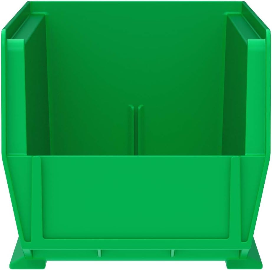 Akro-Mils 30234 AkroBins Plastic Storage Bins, Space-Saving Stackable Bins for Garage, Pantry, Craft Organization, 15" x 5" x 5", Green, 12-Pack - color: Green