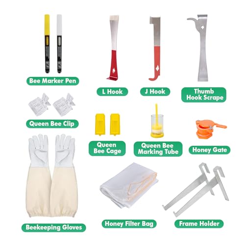 31Pcs Beekeeping Supplies Tools Kit with Bee Suit, Bee Keeping Supplies All Include Bee Marking Pen Bee Smoker Beehive Frame Holder Bee Frame Grip, Beekeeping Starter Tool Set for Beekeeper (XXL) - size: XXL