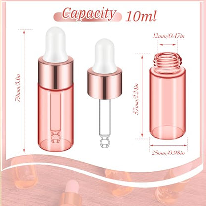 Didaey 100 Pcs 1/2/3/5/10/15 ml Mini Glass Oil Dropper Bottle Bulk, Clear Essential Small Empty Bottles Sample Containers Perfume Liquid Vials with Cap for Traveling (10 ml,Blush Pink) - color: Blush Pink, size: 10 ml