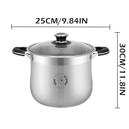 Vivicreate 18.5 Quart Stainless Steel Stock Pot with Lid Large Induction Cooking Pot for Pasta Soup Boiling Stew with Measurement Marks and Handles - size: 18.5 Quarts