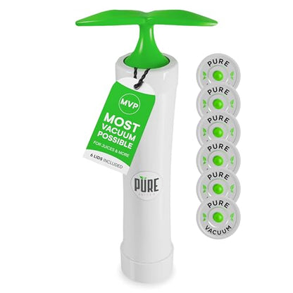 PURE MVP Mason Jar Vacuum Sealer Kit | 3X Faster & 8X the Vacuum of Electric | Premium Handheld High-Suction Vacuum Sealer for Jars | Perfect Seal for Juice, Smoothies, Food for Maximum Freshness - color: Mason Jar Vacuum Sealer Kit