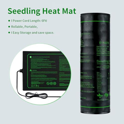 Upgrade 20" x 10" Durable Waterproof Seedling Heat Mat with ETL Certified, Warm Hydroponic Heating Pad for Germination,Indoor Plant Gardening and Cutting, Brewing and Seed Starting Greenhouse - style: 20"x10" Heat Mat -Upgrade Version