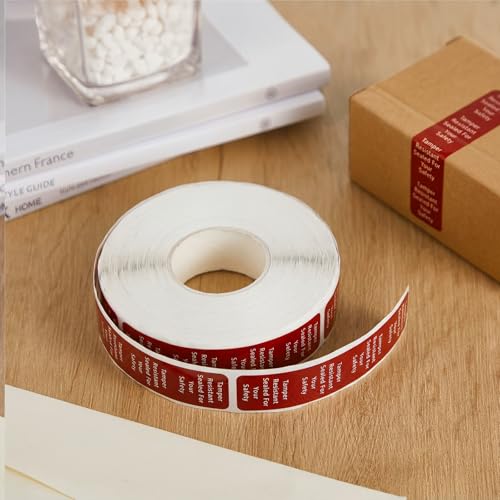 Outus 1000 Pcs Tamper Evident Labels Rolls Adhesive Safety Stickers 0.75 x 3.5'' Tamper Evident Tape for Security Food Delivery Bag Closure Container Box Jar Mailing Packaging Sealing (Red) - color: Red