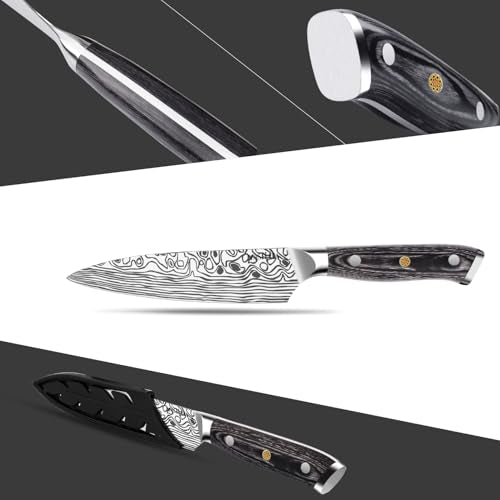 MOSFiATA 4 Inch Paring Knife, Kitchen Knife Fruit Knives with Sheath, German High Carbon Stainless Steel EN1.4116 Precision Cooking Vegetable Knife for Carving, Peeling, Trimming - style: 4 inch paring knife