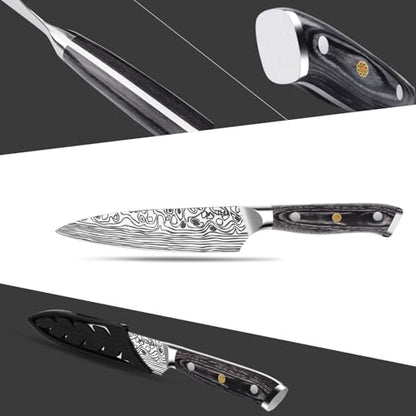 MOSFiATA 4 Inch Paring Knife, Kitchen Knife Fruit Knives with Sheath, German High Carbon Stainless Steel EN1.4116 Precision Cooking Vegetable Knife for Carving, Peeling, Trimming - style: 4 inch paring knife
