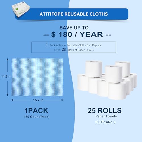Reusable Cleaning Cloths,50 Count,Thickened Heavy Duty Wipes | Kitchen,Bathroom,Car-Multi-purpose Cleaning Towels - style: 50 Count (Pack of 1)