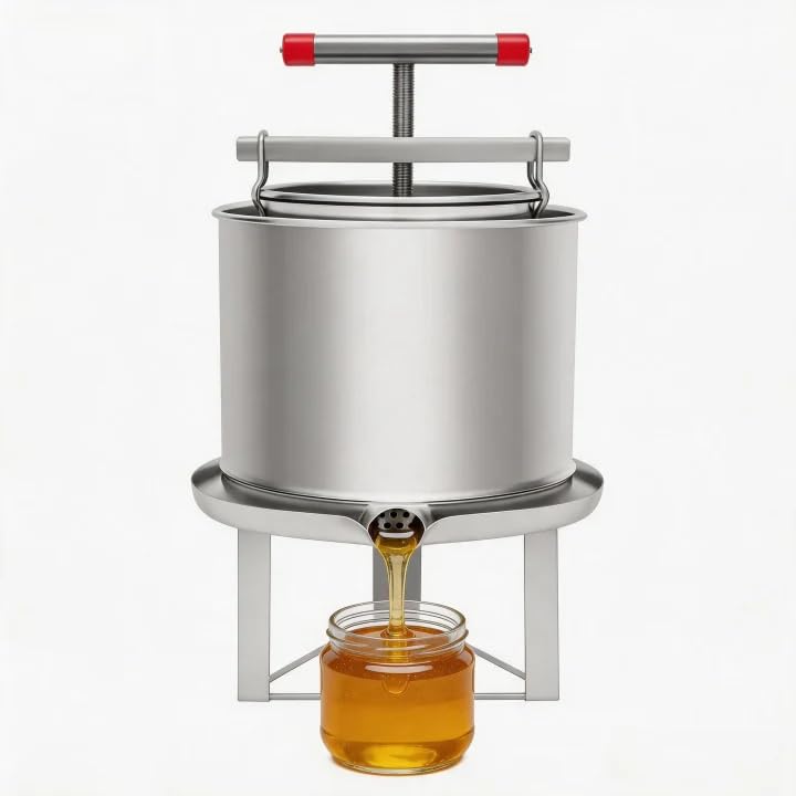 Manual Honey Extractor, Stainless Steel Honeycomb Spinner, Honey Press Extractor Machine, Fruit Jucie Beeswax Presser with T-Shaped Handle 533Oz for Beekeeping Starter Small-Scalez Apiary