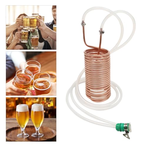 Copper Immersion Wort Chiller Coil Homebrew for Beer Brewing, Heavy-Duty Garden Hose Fitting
