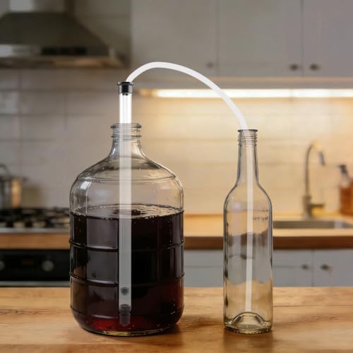 Auto Siphon Racking Cane 35cm, Fast Auto Flow Siphoning Kit For Wine Beer Making, Home Brewing Siphon Pump With Tubing And Clamp, Sediment Separator For White Red Wine Fruit Wine, Black