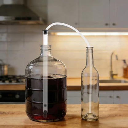 Auto Siphon Racking Cane 35cm, Fast Auto Flow Siphoning Kit For Wine Beer Making, Home Brewing Siphon Pump With Tubing And Clamp, Sediment Separator For White Red Wine Fruit Wine, Black