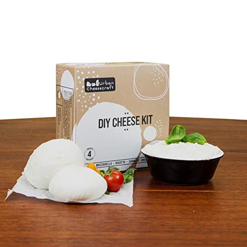 Cheese Making Kit - Mozzarella, Ricotta & Farmers' - 4 Batches, Make Cheese in 1 Hour, Vegetarian Rennet, Great Gift for Cooks, Keto Diet